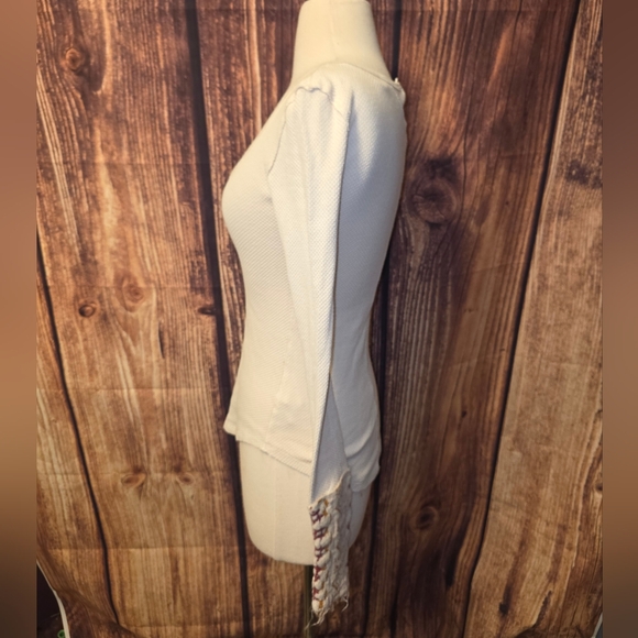 We The Free By Free People Art School Cuff Thermal Top Size XS Ivory - Picture 4 of 10